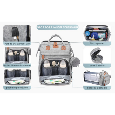 Nidéo - Sac à langer tout-en-un avec espace de change