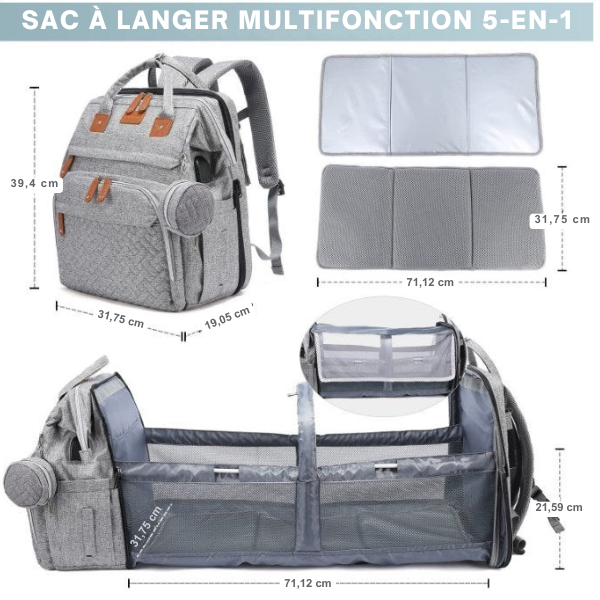 Nidéo - Sac à langer tout-en-un avec espace de change