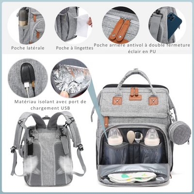 Nidéo - Sac à langer tout-en-un avec espace de change